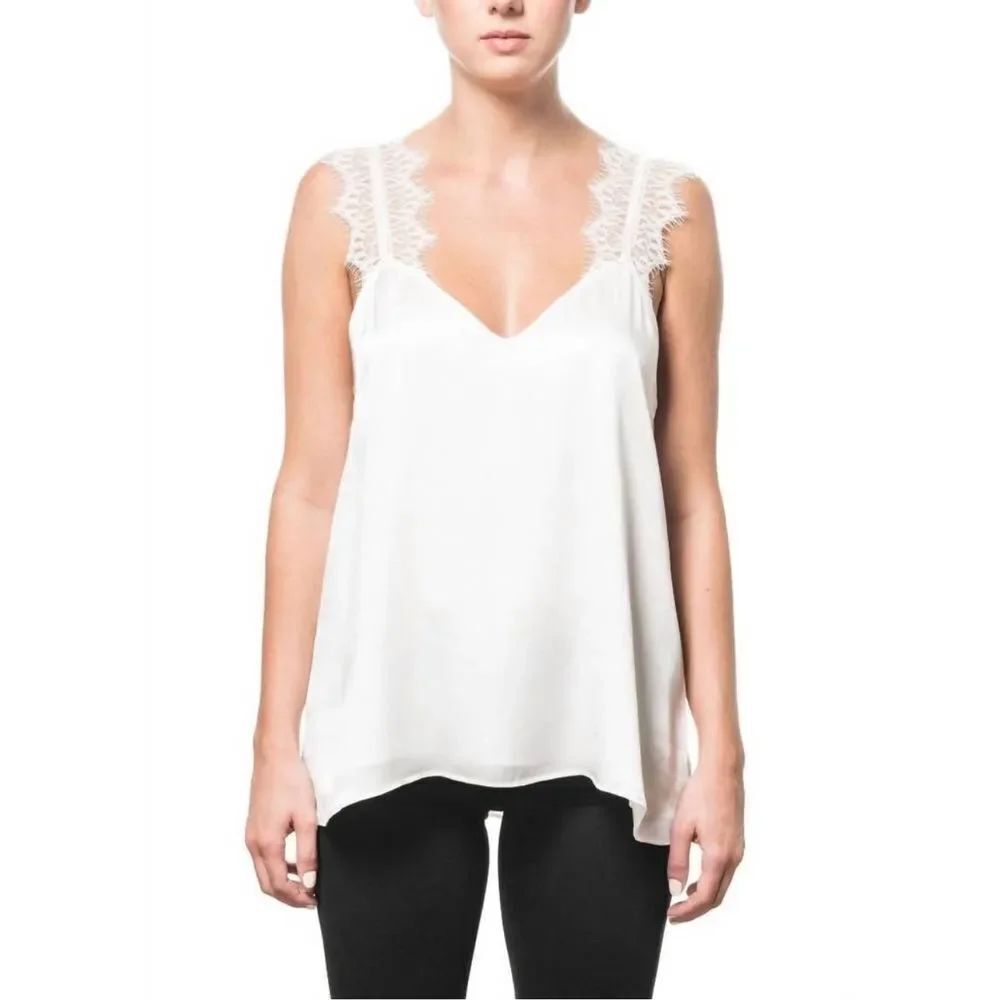 CAMI NYC Womens 100% Silk Chelsea Cloque Camisole Lace Tank Top Size Large